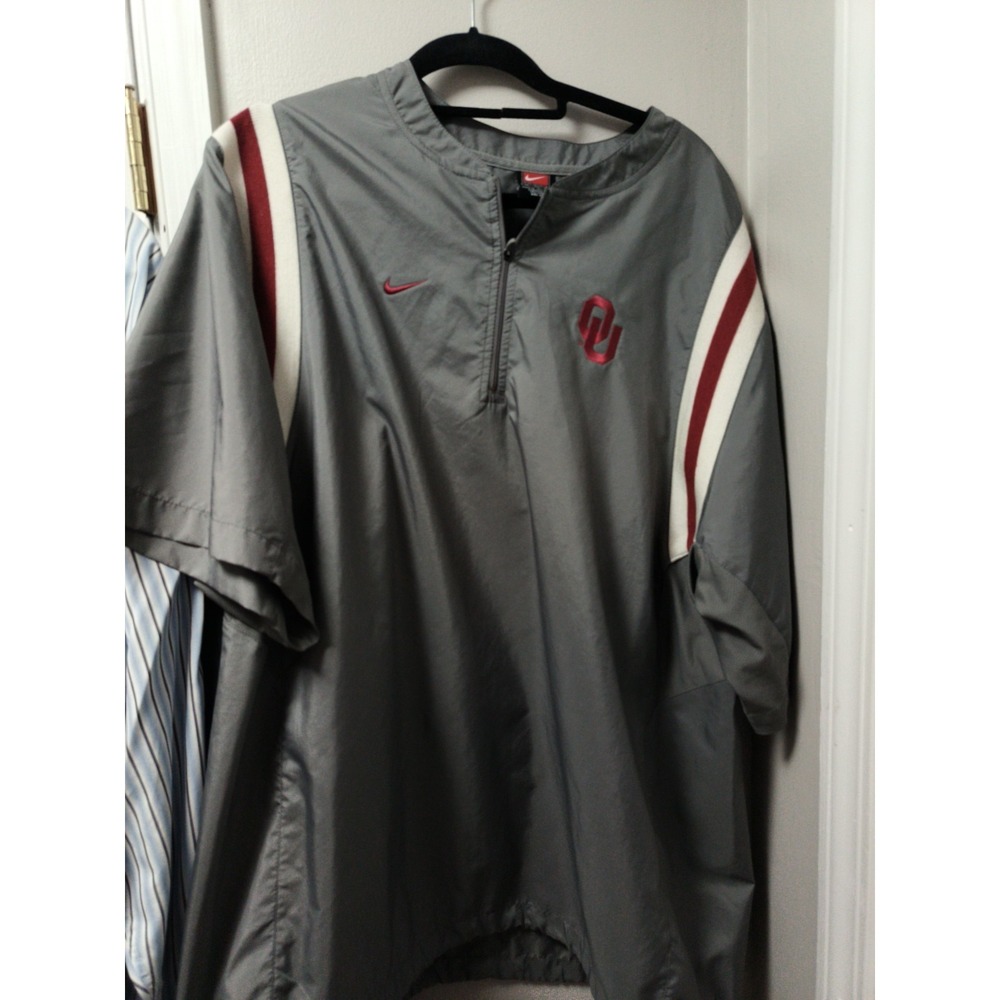 Oklahoma Sooners Shirt Mens XL Gray NCAA Football Nike Dri Fit Zip Pullover Top